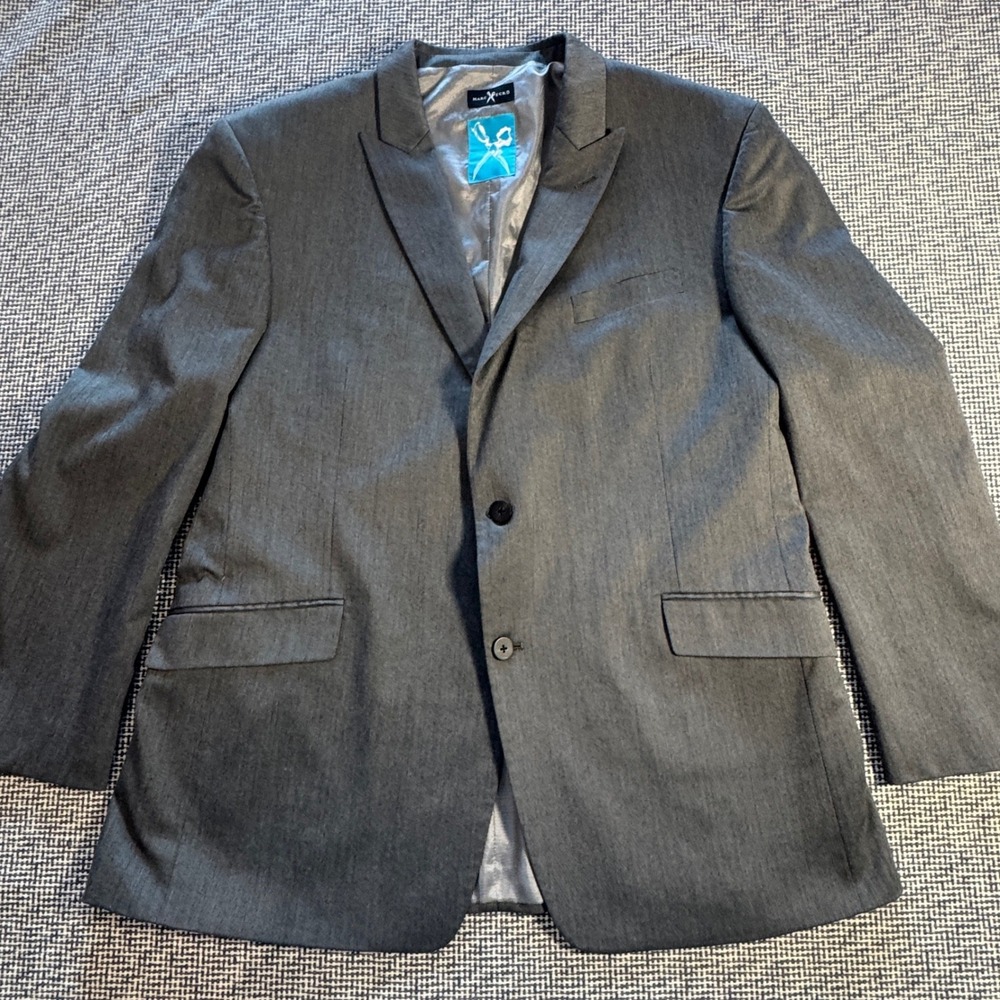 Marc Ecko Cut & Sew Mens Grey Two Button Blazer Jacket Double Vent Size 48